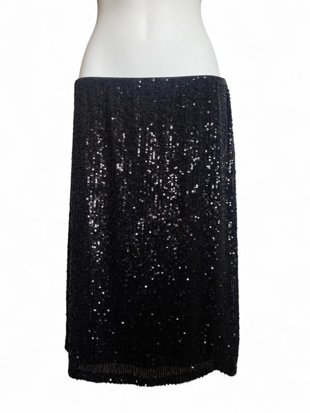 Cable & Gauge Black Sequin Pencil Skirt